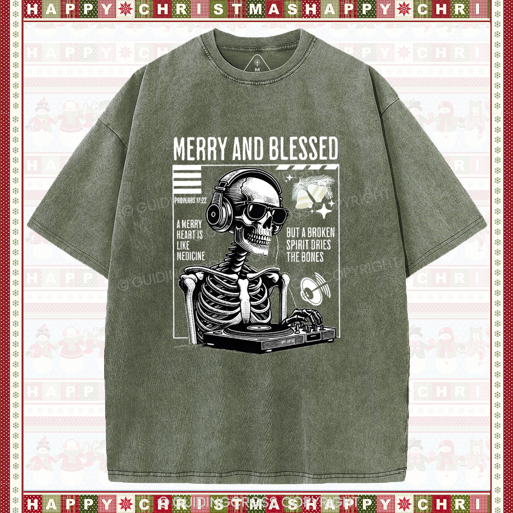 Merry And Blessed Christian Chistmas Washed T-Shirt