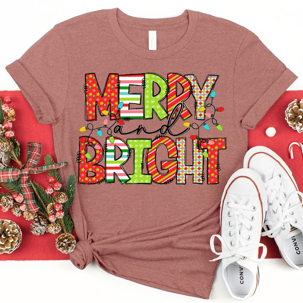 Merry And Bright Christian Christmas T-Shirt