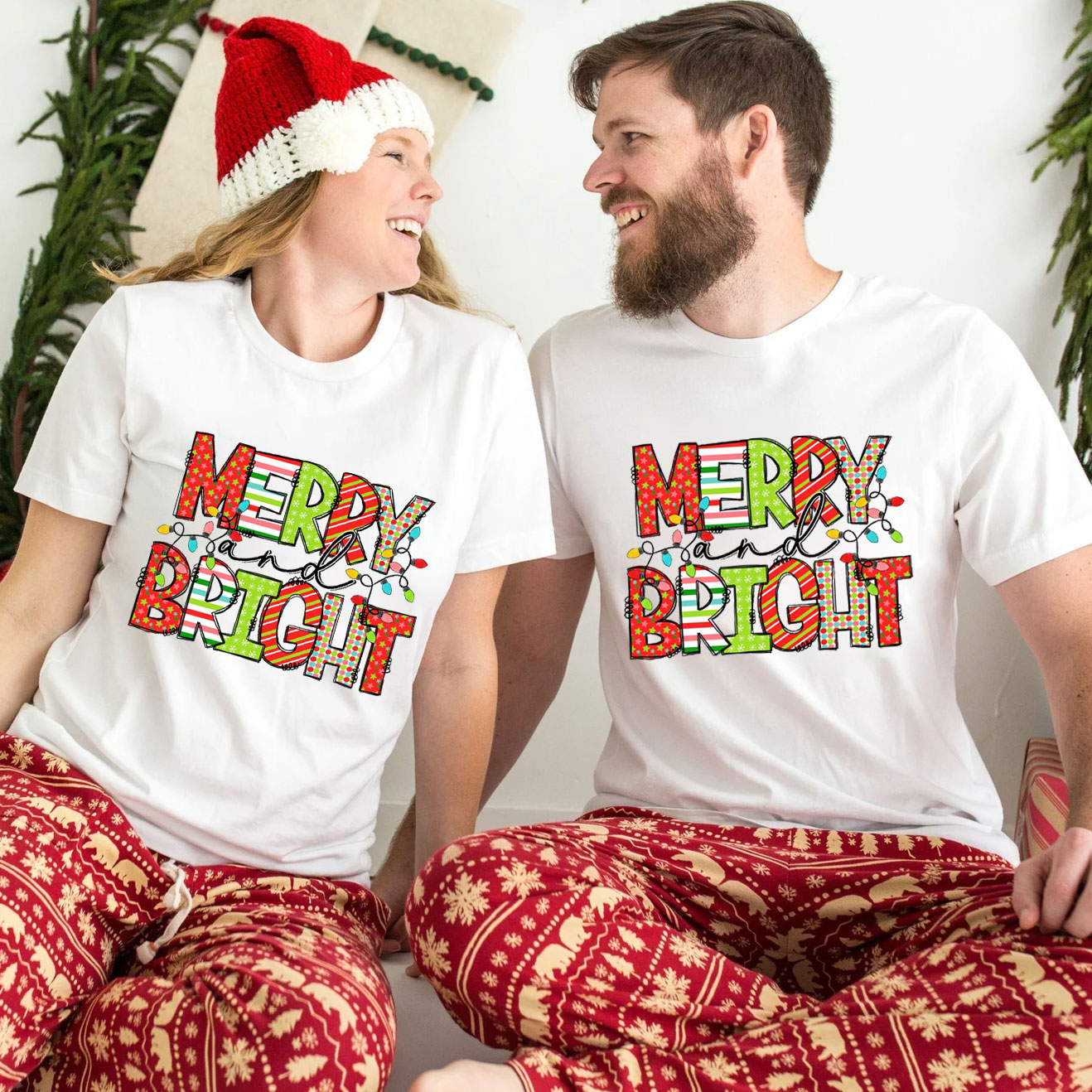 Christian Christmas T Shirts Merry and Bright