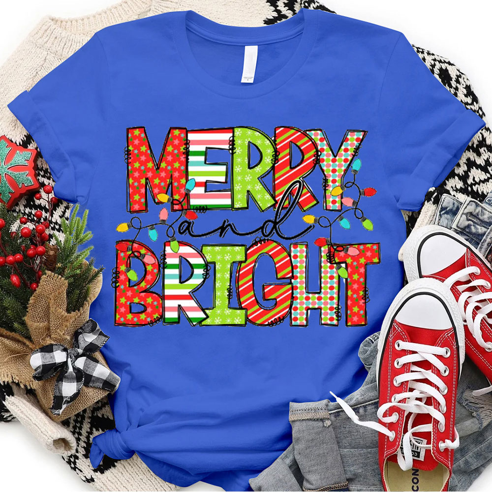 Christian Christmas T Shirts Merry and Bright