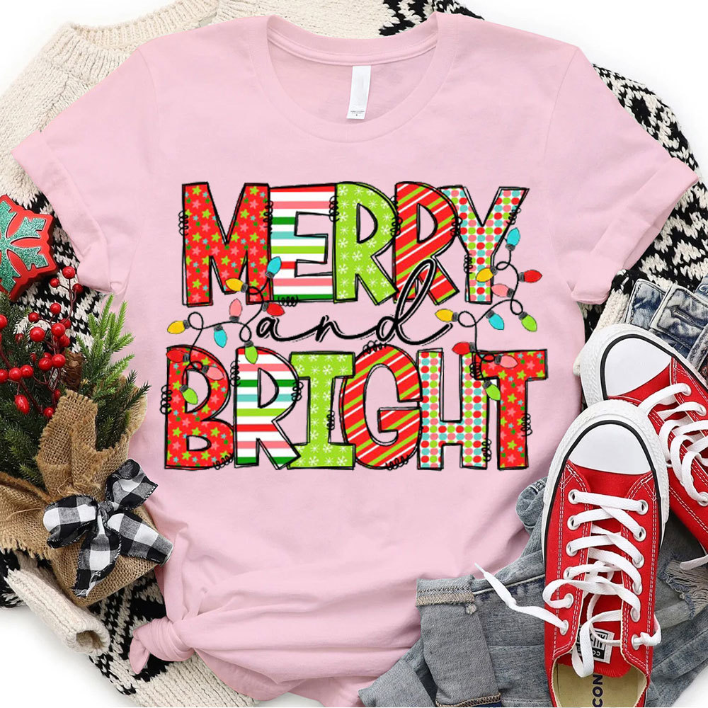 Merry And Bright Christian Christmas T-Shirt