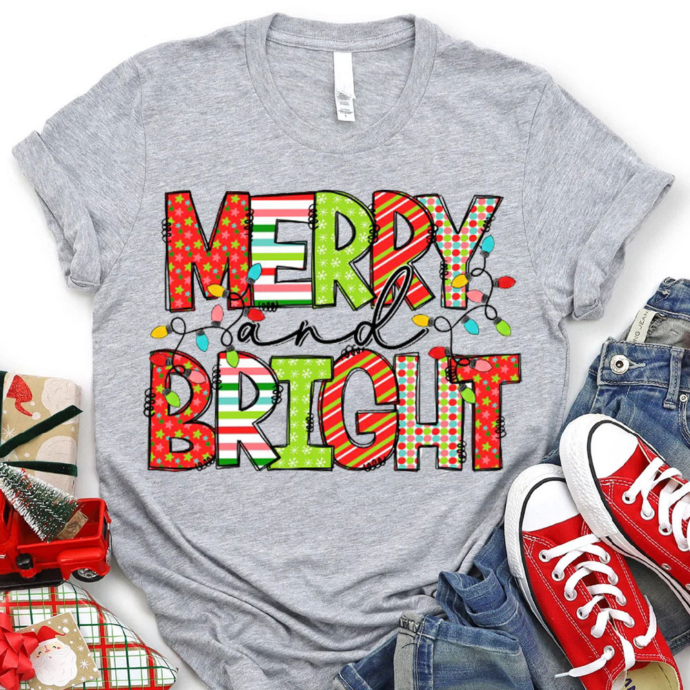 Merry And Bright Christian Christmas T-Shirt