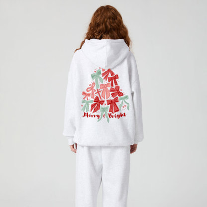 Merry And Bright Christmas Christian Fleece Hoodie Set