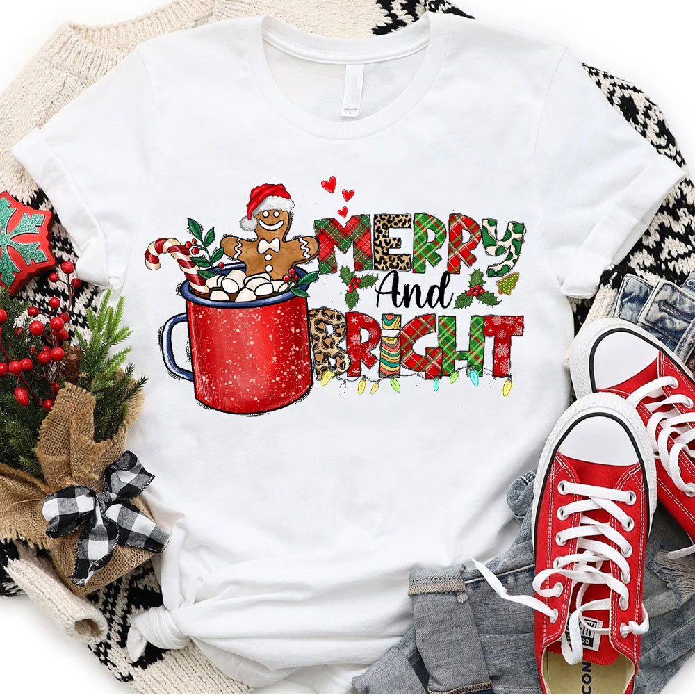 Merry And Bright Christmas Christian T-Shirt