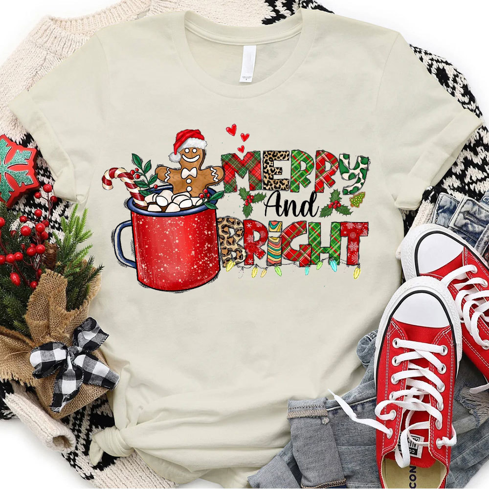 Merry And Bright Christmas Christian T-Shirt