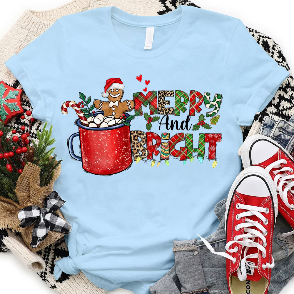 Merry And Bright Christmas Christian T-Shirt