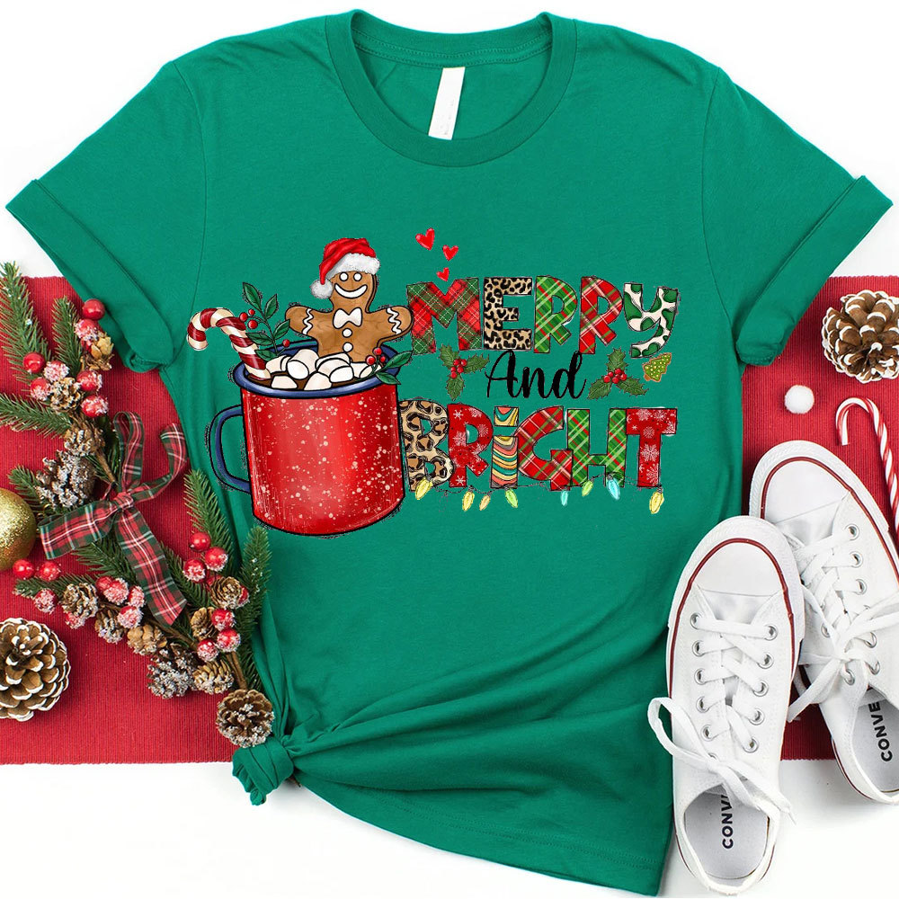 Merry And Bright Christmas Christian T-Shirt