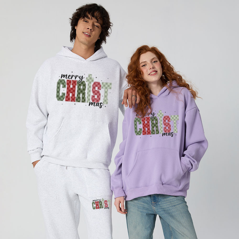 Merry Christ Christian Christmas Premium Fleece Hoodie Set