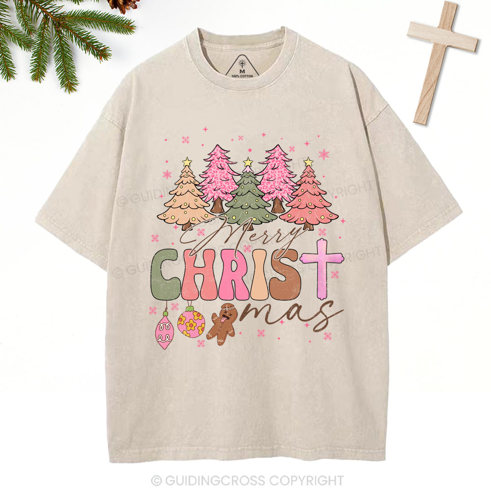 Merry Christ Christian Christmas Washed T-Shirt
