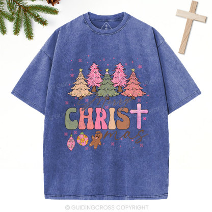 Merry Christ Christian Christmas Washed T-Shirt