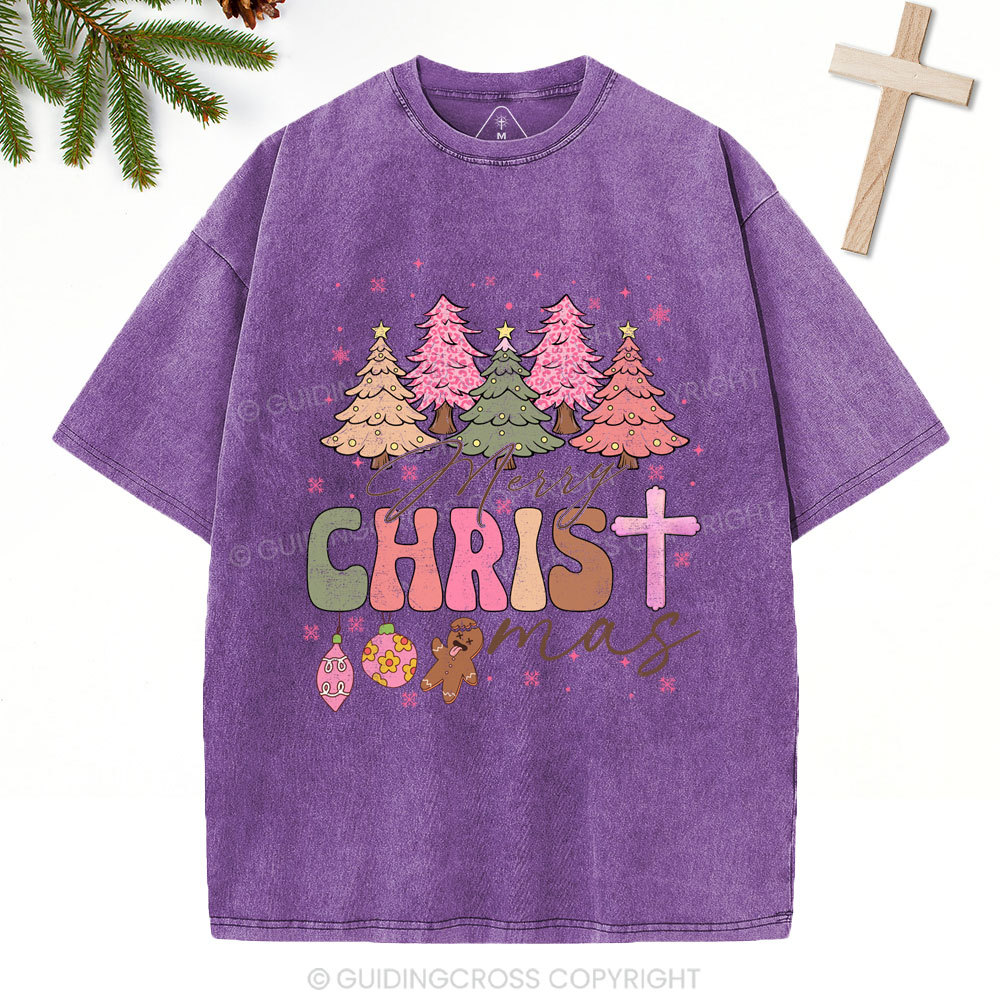 Merry Christ Christian Christmas Washed T-Shirt