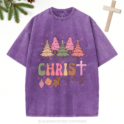 Merry Christ Christian Christmas Washed T-Shirt
