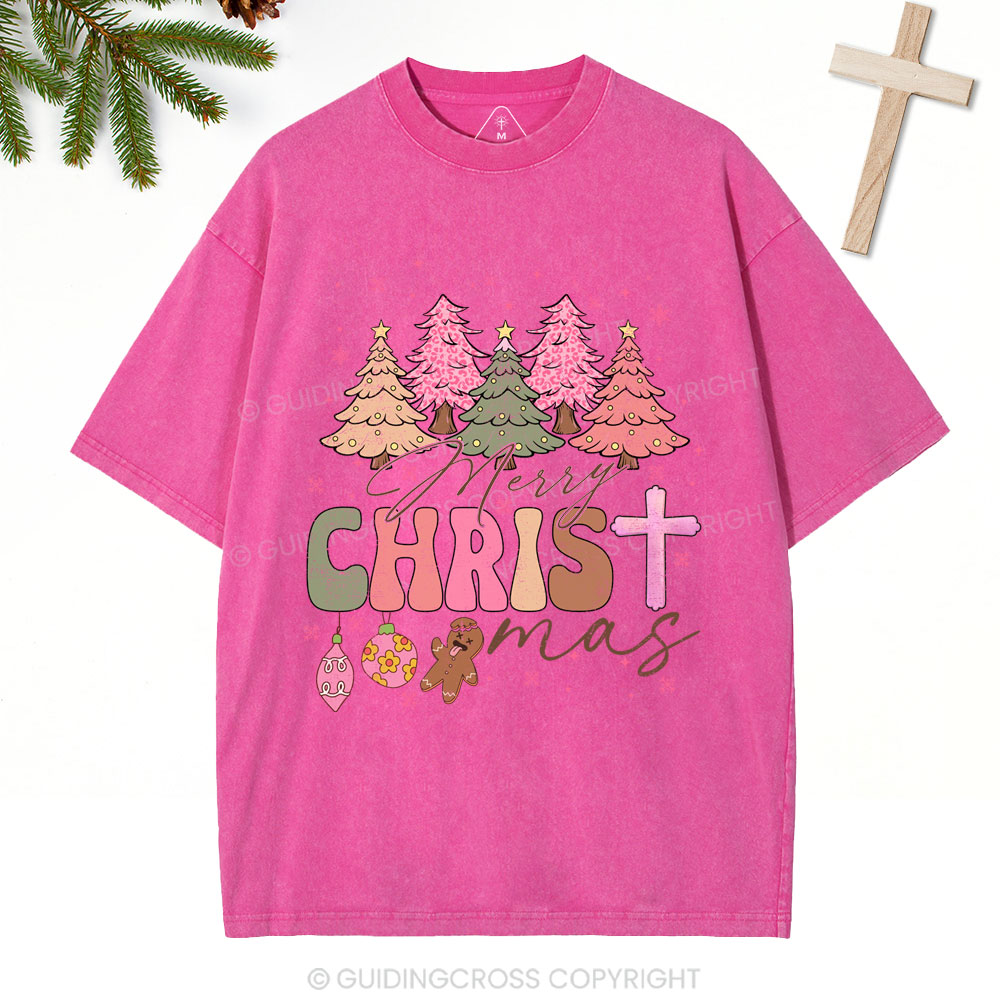 Merry Christ Christian Christmas Washed T-Shirt