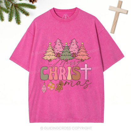 Merry Christ Christian Christmas Washed T-Shirt