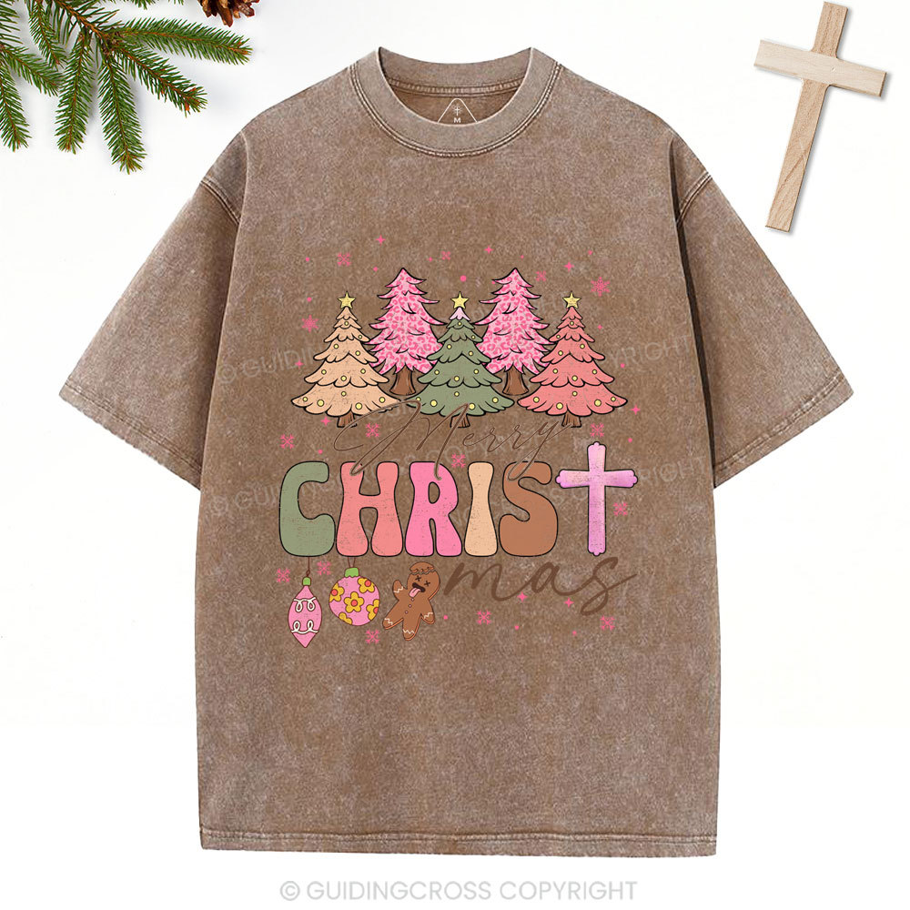 Merry Christ Christian Christmas Washed T-Shirt