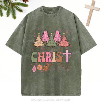Merry Christ Christian Christmas Washed T-Shirt