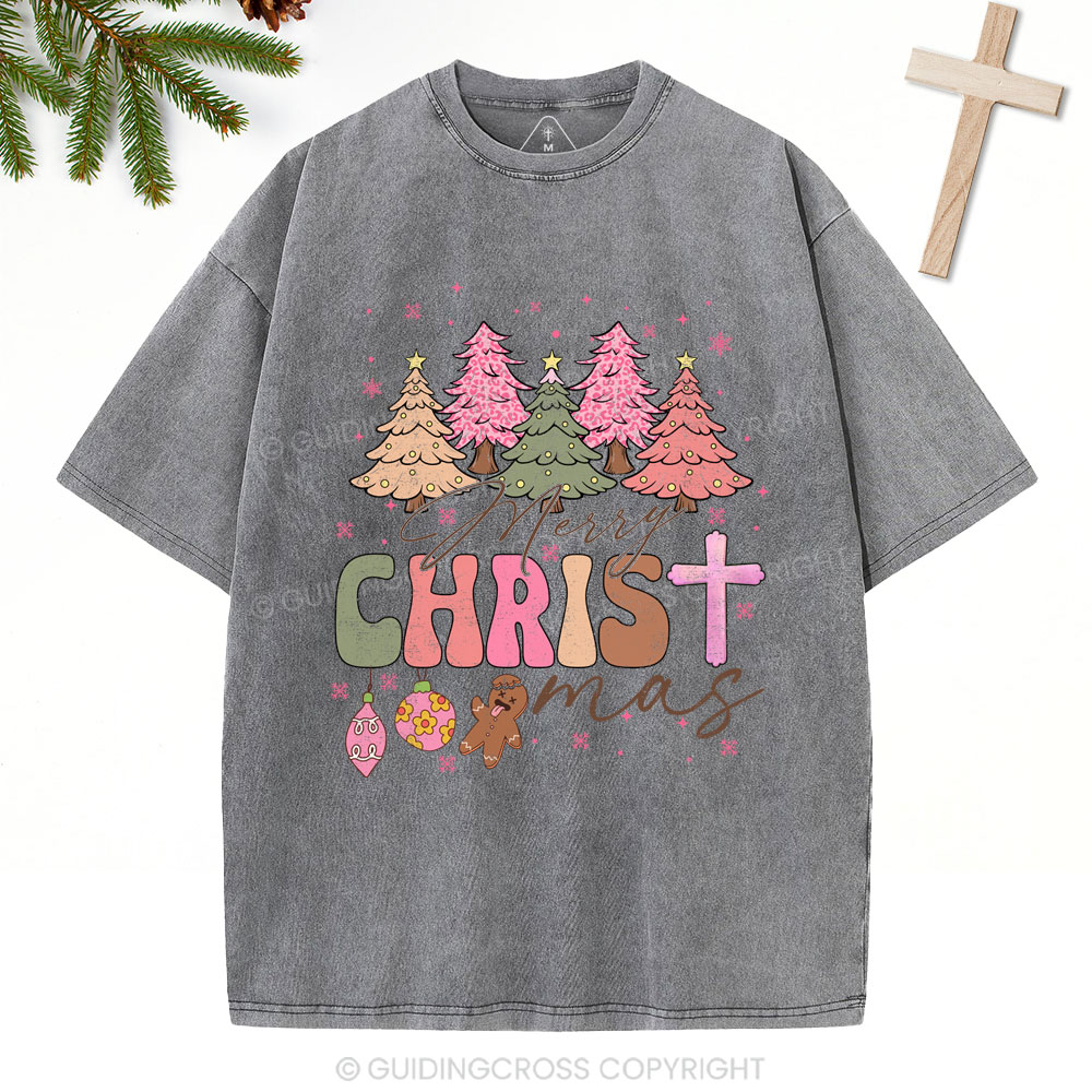 Merry Christ Christian Christmas Washed T-Shirt