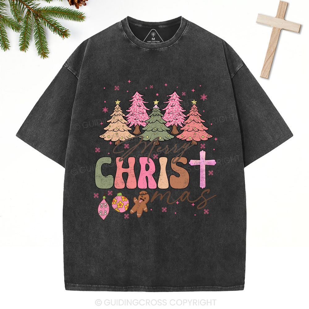 Merry Christ Christian Christmas Washed T-Shirt