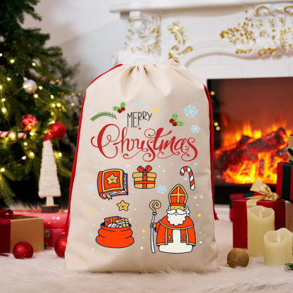 Merry Christmas Canvas Gift Bags