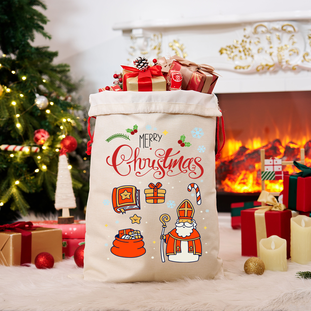 Merry Christmas Canvas Gift Bags