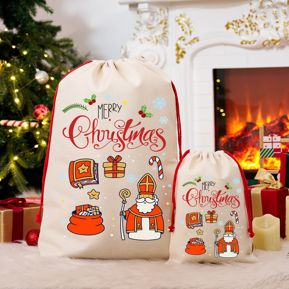 Merry Christmas Canvas Gift Bags