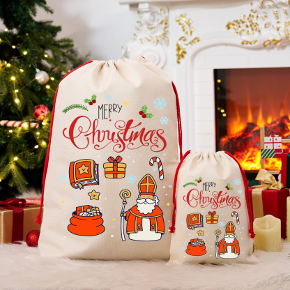 Merry Christmas Canvas Gift Bags