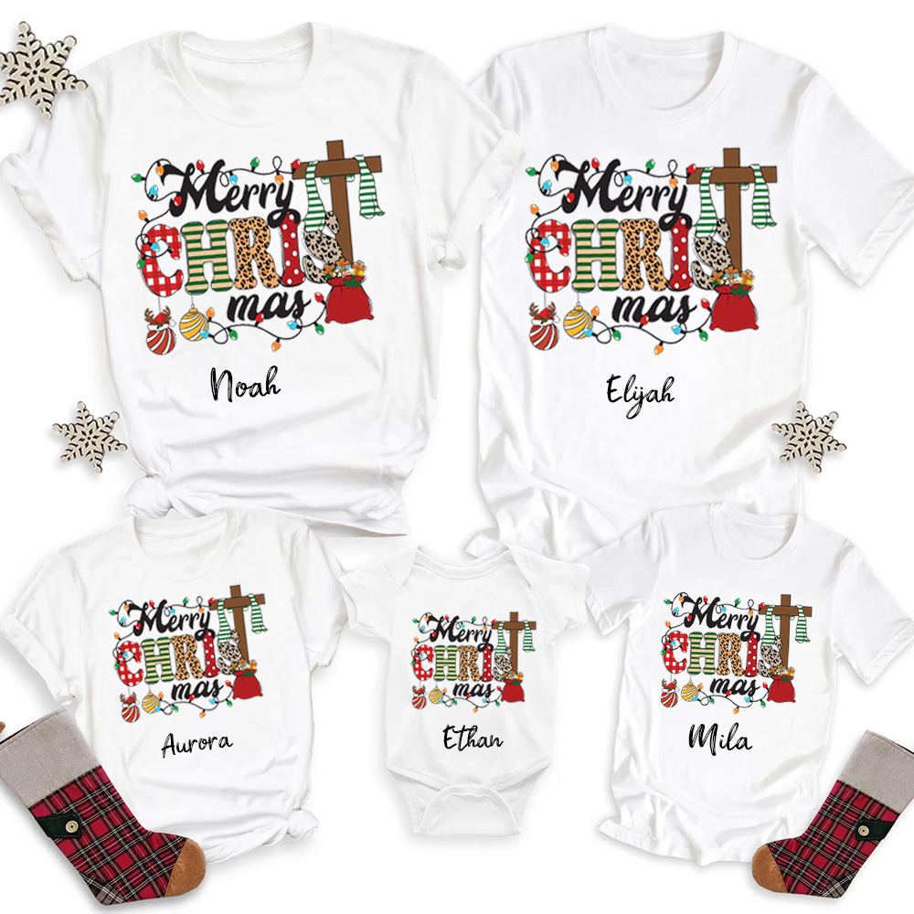 Personalized Merry Christmas Christian Family Matching Shirts