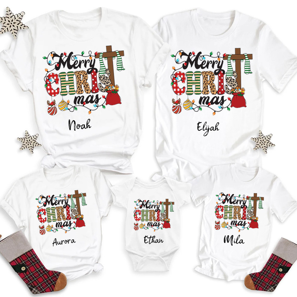Personalized Merry Christmas Christian Family Matching Shirts