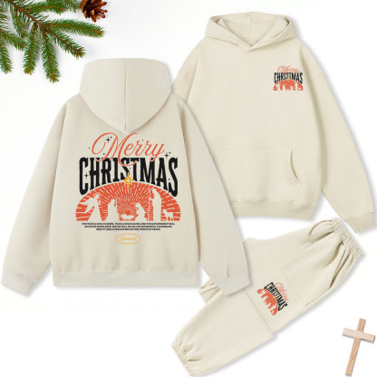 Merry Christmas Christian Fleece Hoodie Set