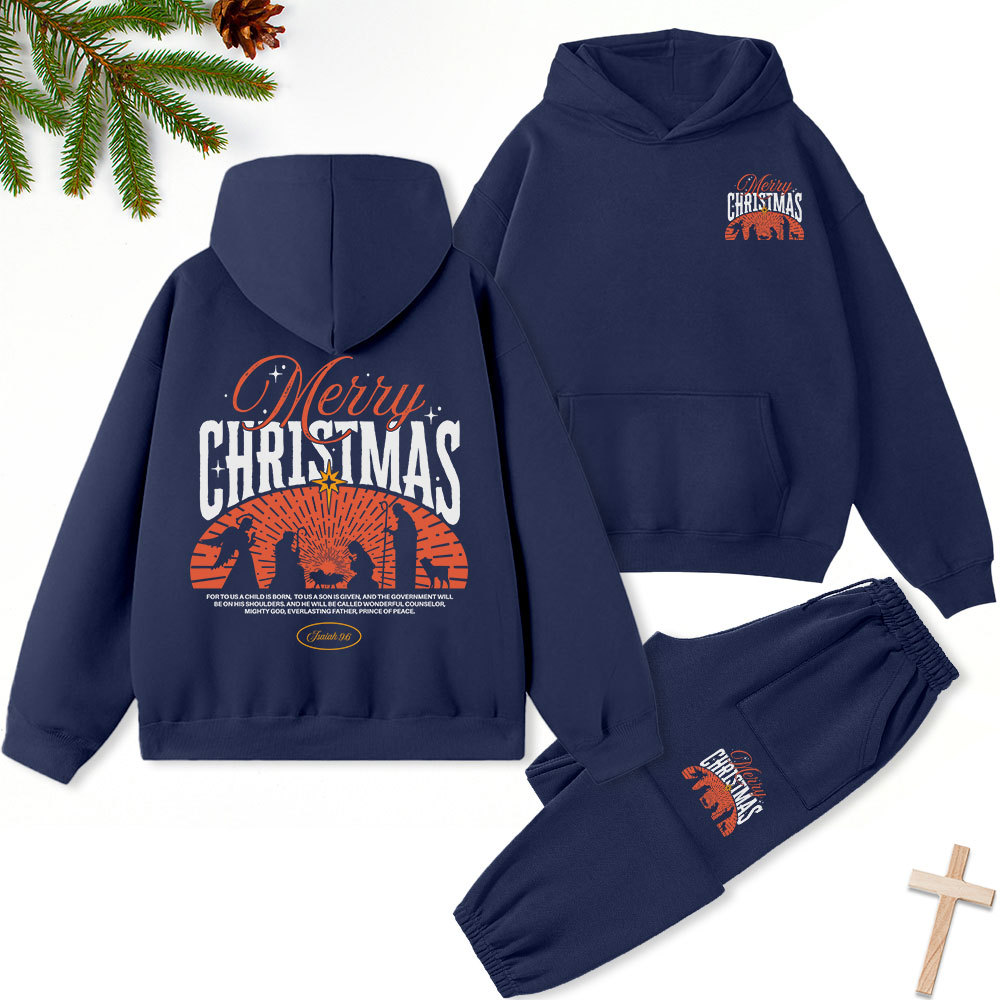 Merry Christmas Christian Fleece Hoodie Set