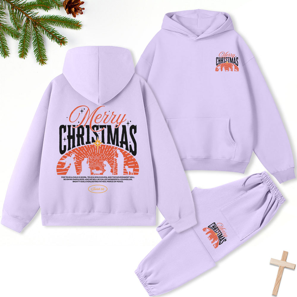 Merry Christmas Christian Fleece Hoodie Set