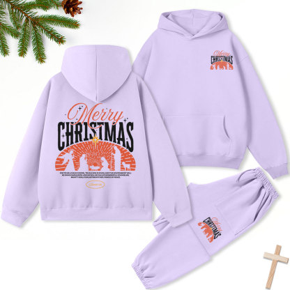 Merry Christmas Christian Fleece Hoodie Set