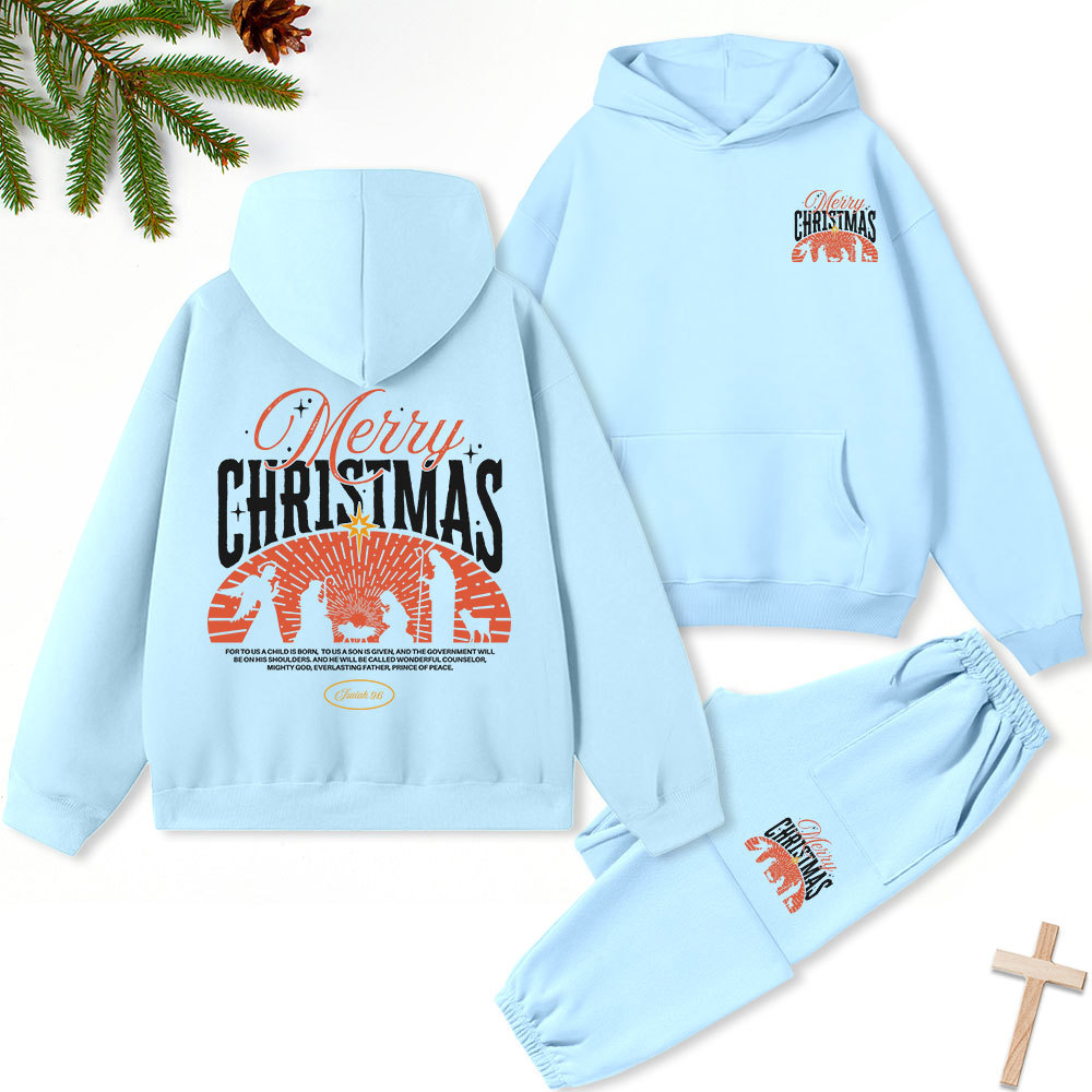 Merry Christmas Christian Fleece Hoodie Set