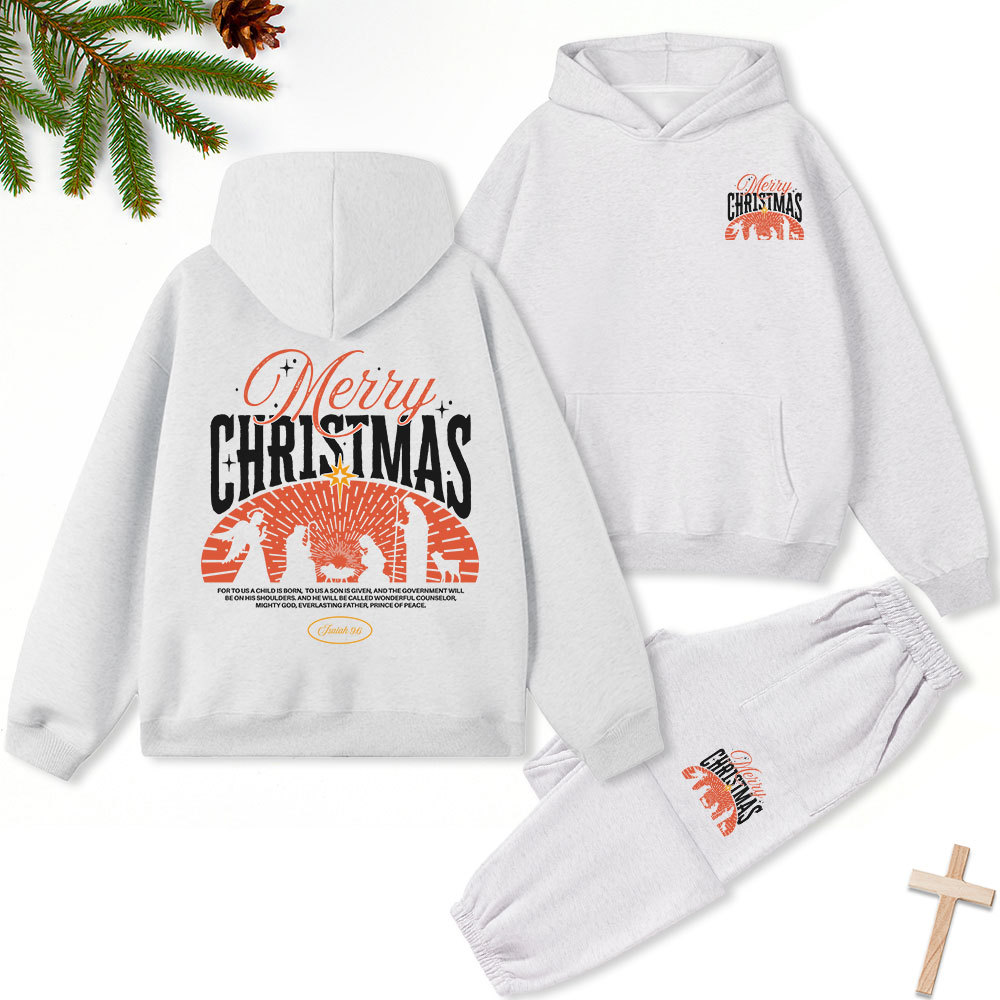 Merry Christmas Christian Fleece Hoodie Set