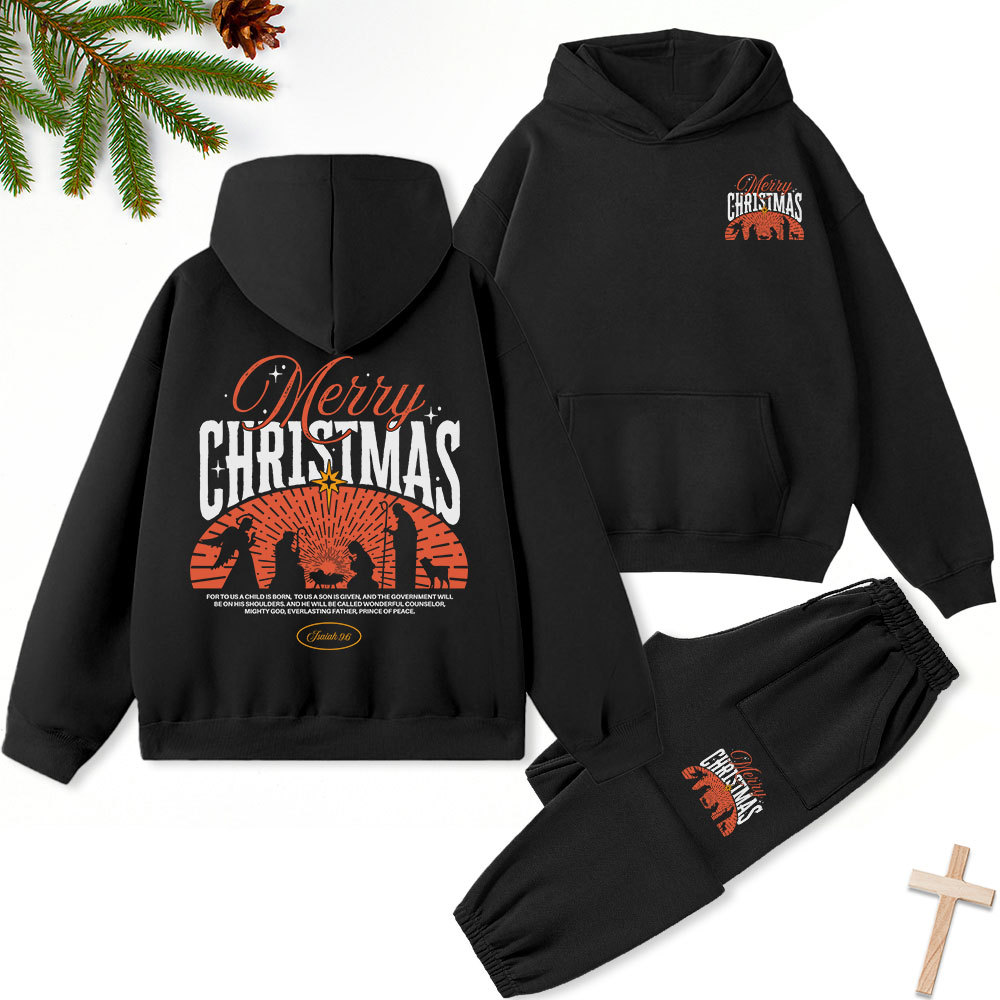 Merry Christmas Christian Fleece Hoodie Set