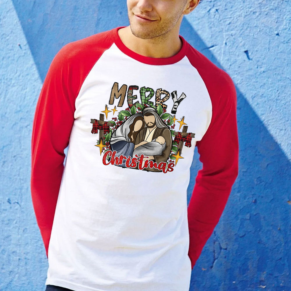 Merry Christmas Christian Raglan Long Sleeve T-Shirt