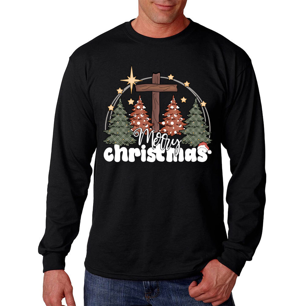 Merry Christmas Cross Long Sleeve T-Shirt