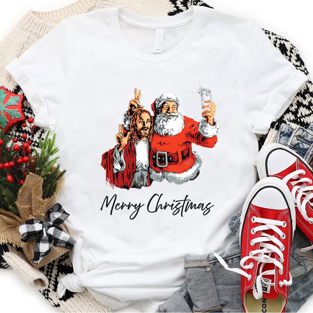 Merry Christmas Jesus And Santa T-Shirt