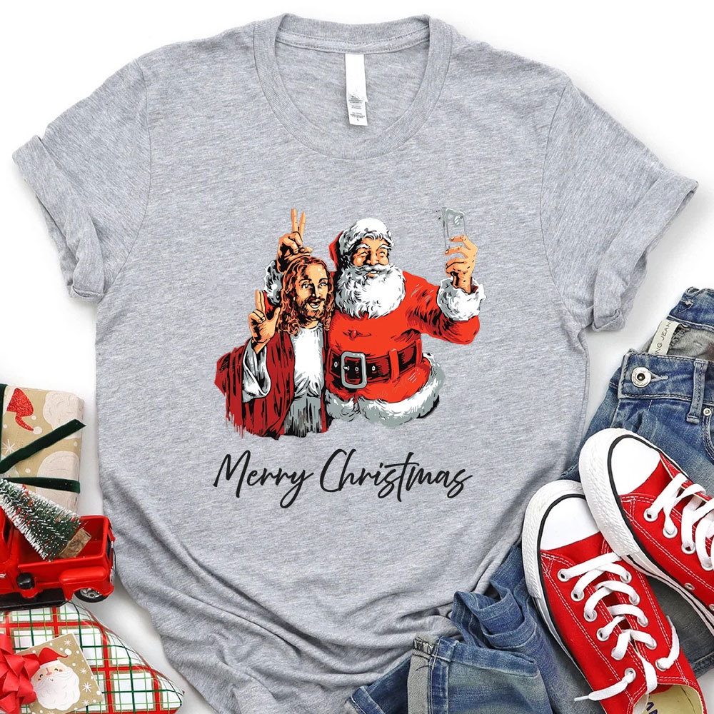 Merry Christmas Jesus And Santa T-Shirt