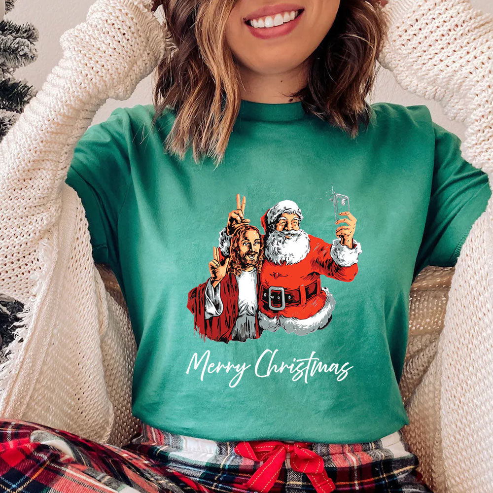 Merry Christmas Jesus And Santa T-Shirt