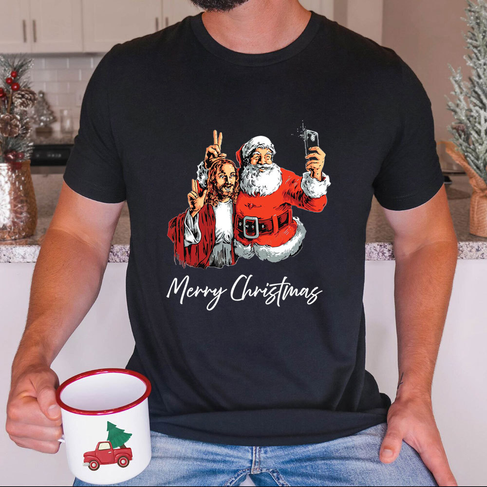 Merry Christmas Jesus And Santa T-Shirt