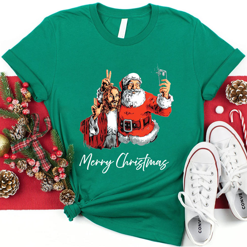 Merry Christmas Jesus And Santa T-Shirt