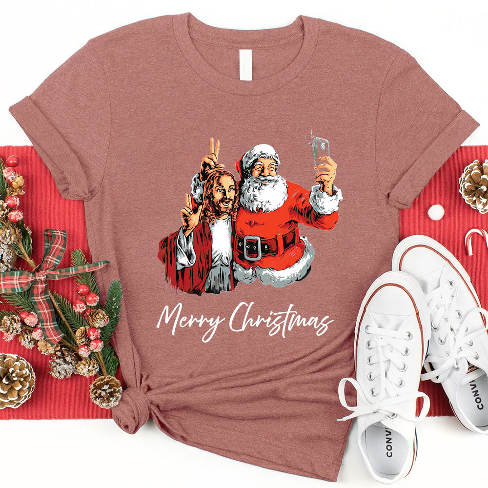 Merry Christmas Jesus And Santa T-Shirt