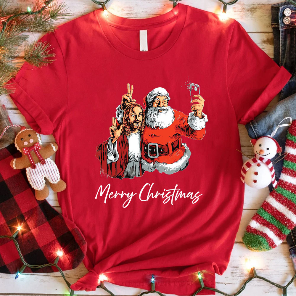 Merry Christmas Jesus And Santa T-Shirt