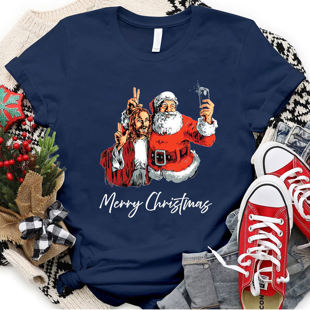 Merry Christmas Jesus And Santa T-Shirt
