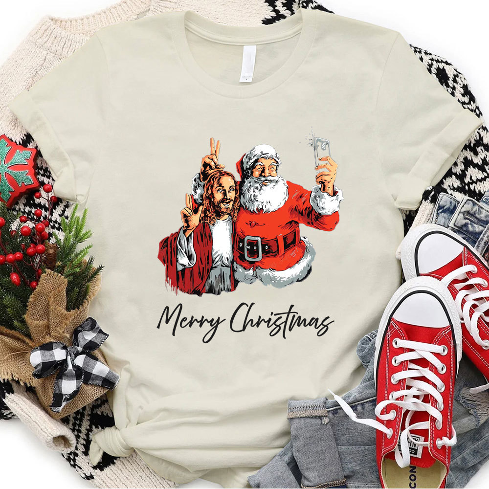 Merry Christmas Jesus And Santa T-Shirt