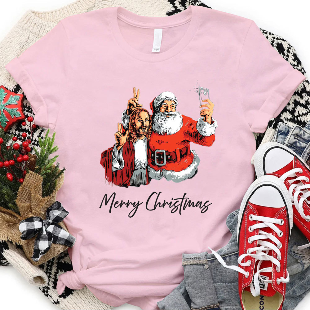 Merry Christmas Jesus And Santa T-Shirt