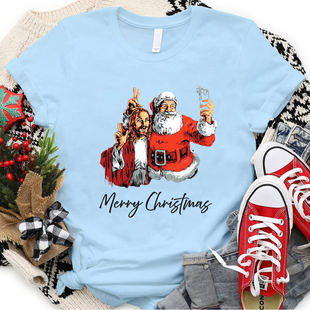 Merry Christmas Jesus And Santa T-Shirt