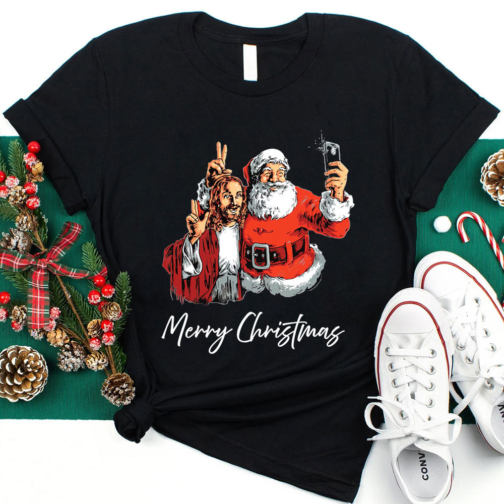Merry Christmas Jesus And Santa T-Shirt