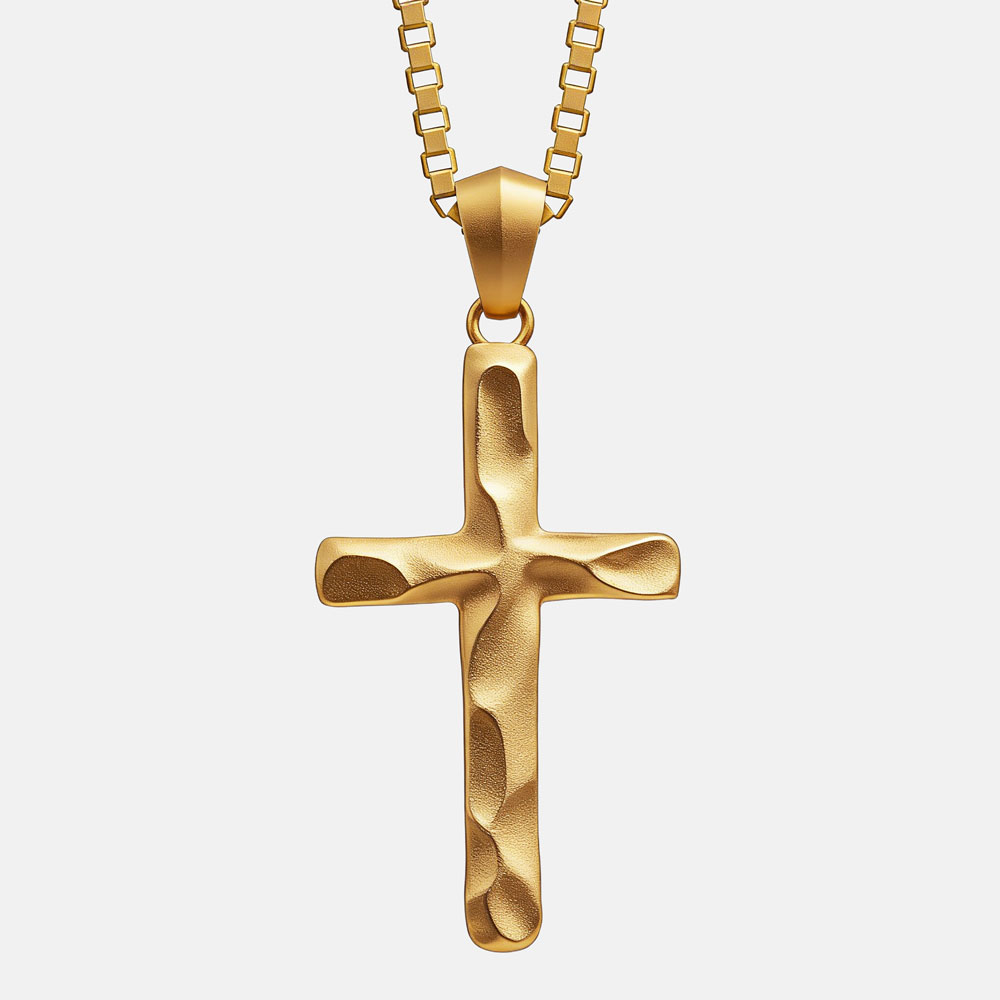 Meteorite Cross Christian 925 Sterling Silver Necklace